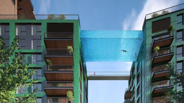 Der Sky Pool überragt künftig den Eingangsbereich zu zwei Gebäuden in London