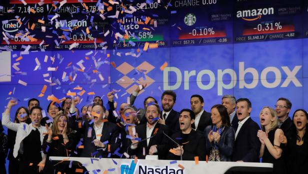 Dropbox beim Börsenstart im Jahr 2018