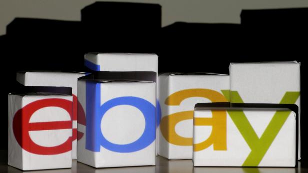 FILE PHOTO: An eBay logo is projected onto white boxes in this illustration picture taken in Warsaw