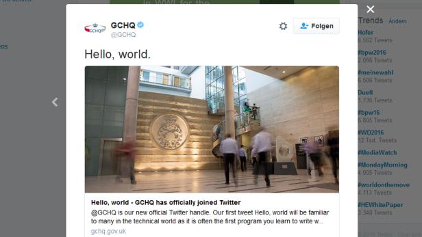 &quot;Hallo Welt&quot;, der erste Tweet des GCHQ
