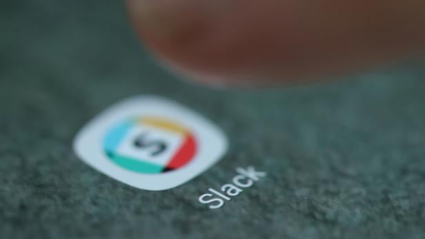 FILE PHOTO: The Slack app logo is seen on a smartphone in this illustration