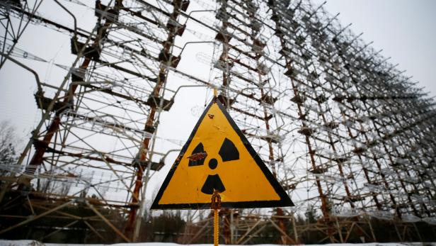 Constructions of a former Soviet Union over-the-horizon radar system "Duga" are seen near the Chernobyl Nuclear Power Plant, near Chernobyl