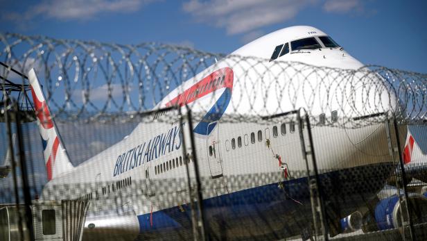 FILE PHOTO: A British Airways Boeing 747 is seen at the Heathrow Airport in London