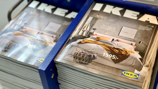 Stacks of IKEA catalogues on outskirts of Stockholm