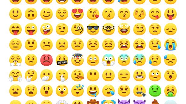 Funny cartoon yellow emoji and emotions icon collection. Mood and facial emotion icons. Crying, smile, laughing, joyful, sad, angry and happy faces, emoticons vector set.