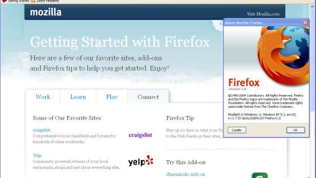 So sah die erste offizielle Version von Firefox aus