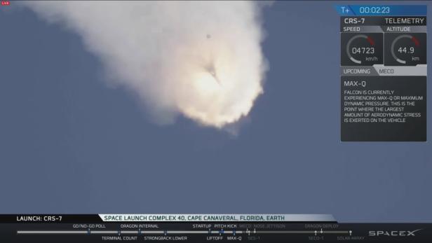 Der Raumfrachter Dragon ist etwa zweieinhalb Minuten nach dem Start explodiert