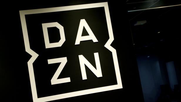 FILE PHOTO: Internet streaming service DAZN's logo is pictured in its office in Tokyo
