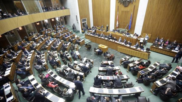 Blick in den Plenarsaal am Montag, 17. Februar 2014, während einer Sitzung des Nationalrates
