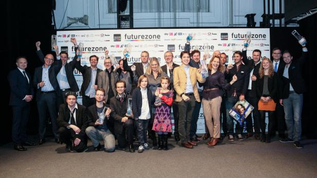 Die Preisträger des futurezone Award 2014 freuen sich