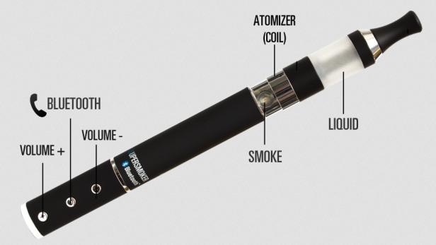 Die E-Zigarette ist mit Bluetooth, Lautsprecher und Mikrofon ausgestattet