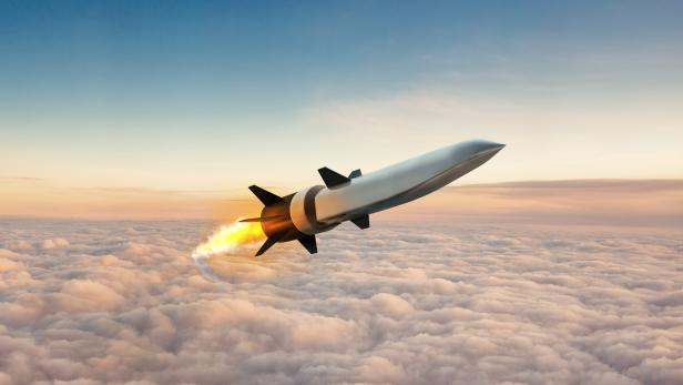 Hypersonic Air-breathing Weapons Concept (HAWC) missile in seen in an artist's conception
