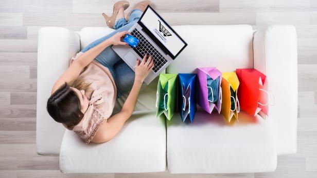 Woman Shopping Online On Laptop