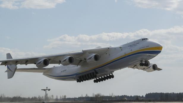 An-225 aircraft takes off from Gostomel airport to China