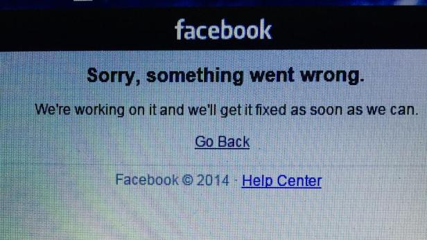 Facebook ist down. Die Fehlermeldung, die Facebook-Nutzern angezeigt wird.