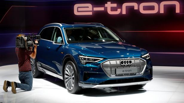 An Audi e-tron electric car is pictured at Brussels Motor Show