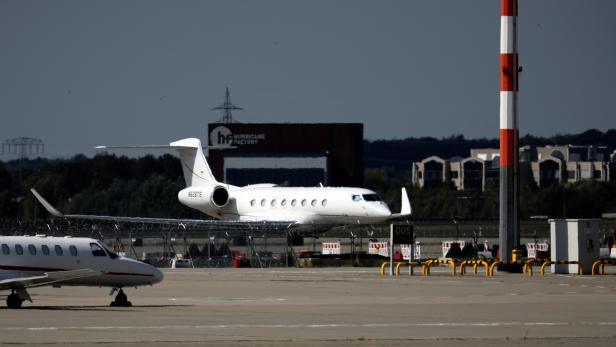 Tesla Inc Chief Executive Officer Elon Musk's private jet is seen at the newly built Berlin Brandenburg Airport "Willy Brandt" (BER) ahead of its opening, in Schoenefeld