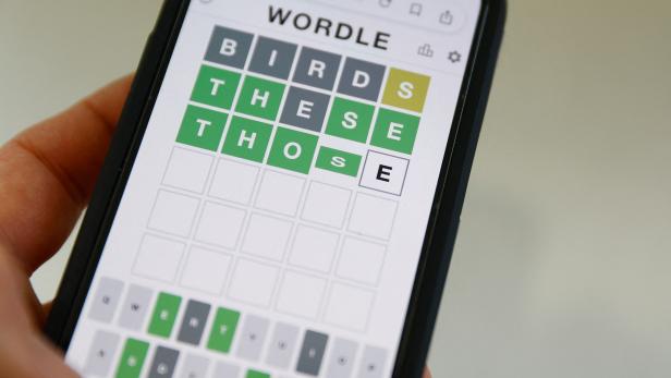 Wordle, the web-based word game played on a mobile phone is seen in this illustration
