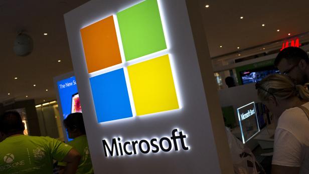 FILE PHOTO: The Microsoft logo is seen at the Microsoft store in New York City