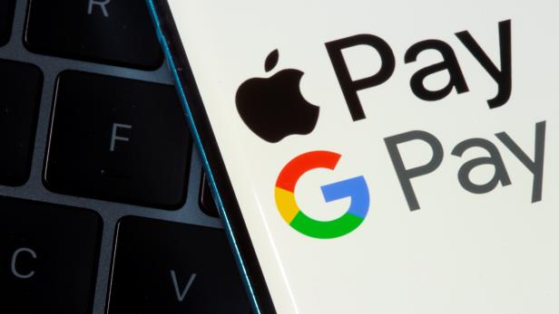 Photo illustration of Apple Pay and Google Pay logos