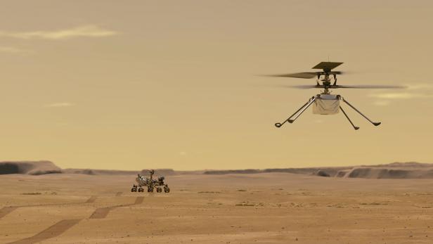 Ingenuity-Helikopter auf dem Mars (Illustration)