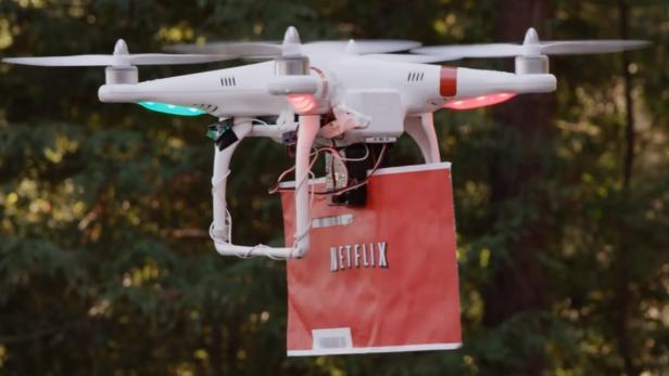Fantasiedienst &quot;Drone2Home&quot;: Netflix-DVDs kommen mit der Drohne.