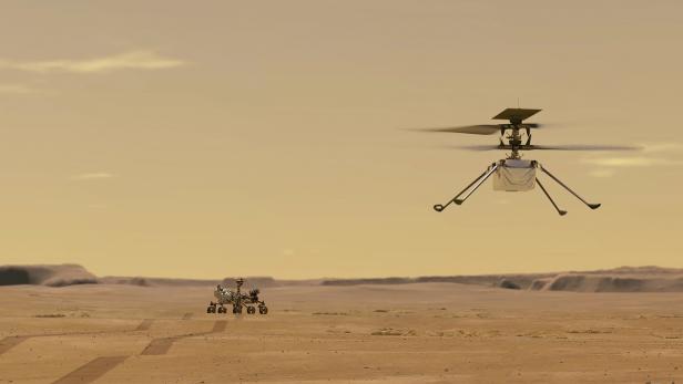 Illustration des Mars-Helikopters Ingenuity