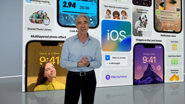 Apples senior vice president of software engineering Craig Federighi talks about new software features in iOS 16 for WWDC 2022