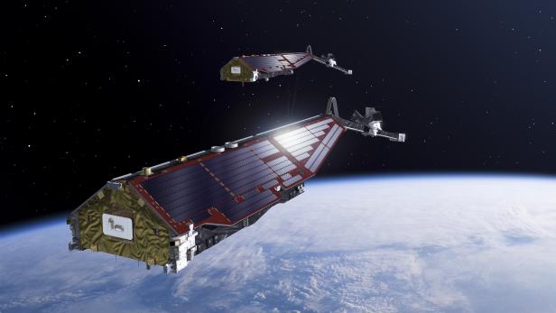 Künstlerische Darstellung der SWARM-Mission der ESA