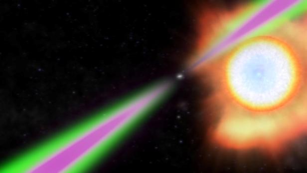 Spinning neutron star periodically swings its radio and gamma-ray beams past Earth