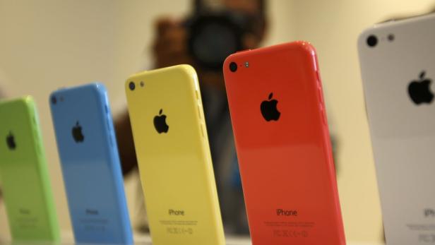 The five colors of the new iPhone 5C are seen after Apple Inc's media event in Cupertino