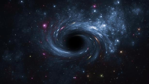 Deep space star field with black hole.