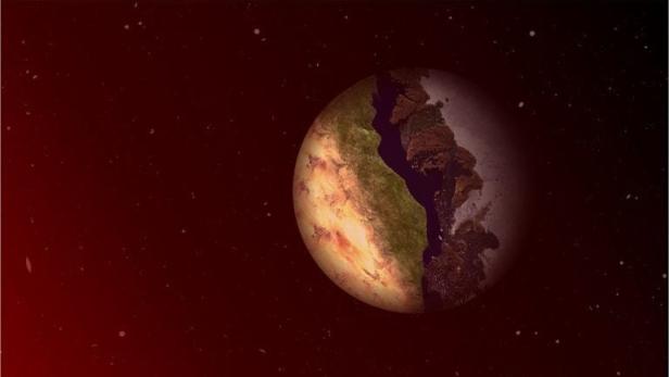Planet mit gekoppelter Rotation und einer ringförmigen Terminator-Zone, in der Leben existieren könnte