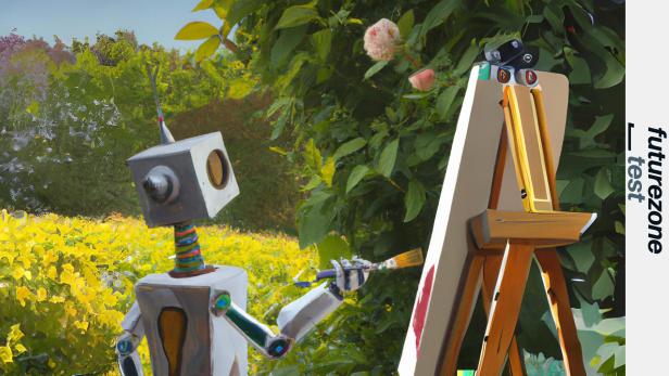 Ein Roboter malt ein Bild.