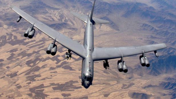FILE PHOTO: A B-52 Stratofortress, flown by Capt. Will Byers and Maj. Tom Aranda, prepares for refueling over Afghanistan during a close-air-support mission