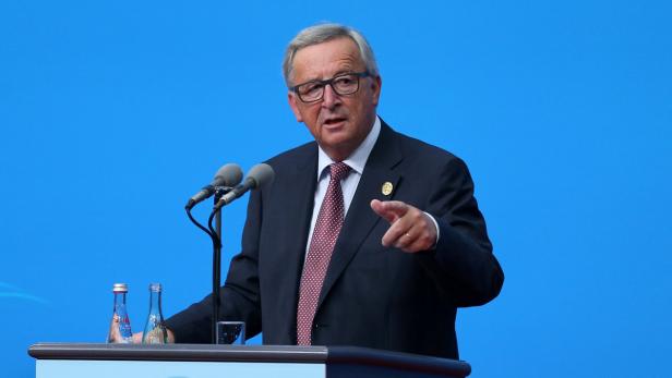 EU-Kommissionspräsident Jean-Claude Juncker bei einer Pressekonferenz vor demG-20-Gipfel im chinesischen Hangzhou.