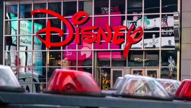 FILE PHOTO: The logo of the Times Square Disney store is seen in Times Square, New York City