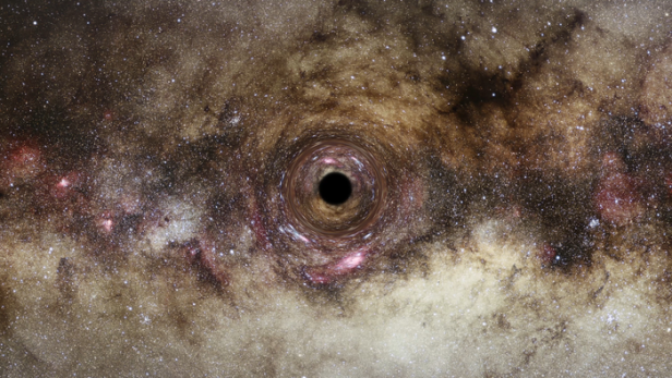 Das Schwarze Loch wurde unter Zuhilfenahme des Gravitationslinseneffekts entdeckt. 