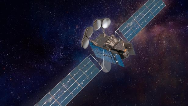 Geostationäre Satellit mit Navigationsequipment