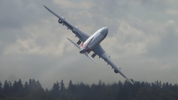 Boeing 747 verabschiedet sich mit extrem riskantem "Wing Wave"