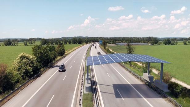 Konzeptbild: So könnte ein Solardach direkt auf der Autobahn aussehen