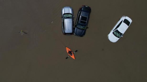 Überflutungen nach Starkregen in Montpelier, USA