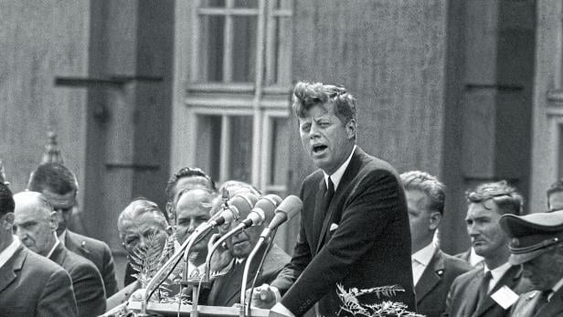 John F. Kennedy bei seiner berühmten Rede in Berlin.