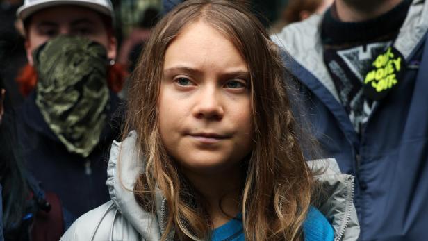 Greta Thunberg joins Fossil Free London protest at Canary Wharf in London	