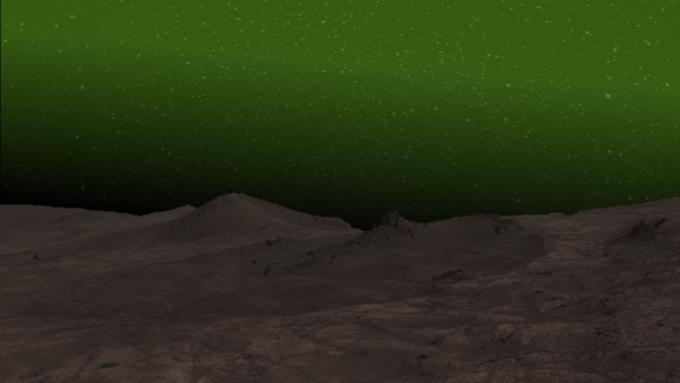 So könnte das grüne Licht auf dem Mars für Astronaut*innen aussehen.