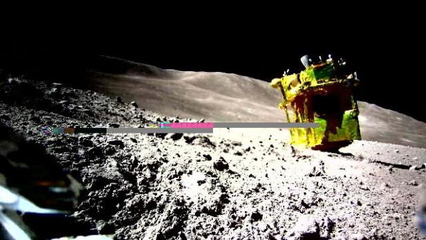A handout image of the Smart Lander for Investigating Moon (SLIM) taken by LEV-2 on the moon
