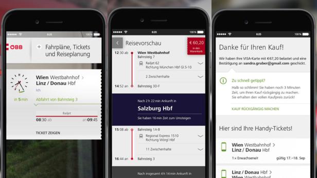 Die neue ÖBB App: Startseite, Reisevorschau und Kaufbestätigung samt &quot;Undo&quot;-Funktion