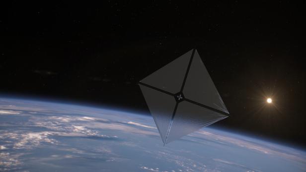 So soll das neue Solarsegel der NASA im Orbit aussehen