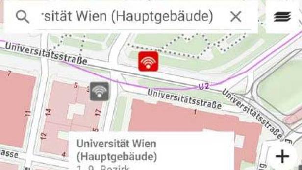 Stadtplan-Funktion der Wien.at Smartphone-App