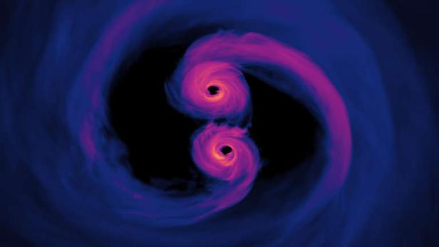 Eine Computersimulation der NASA zeigt, wie 2 Schwarze Löcher verschmelzen. (Symbolbild)